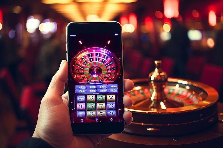 Pengguna membaca info deposit di ponsel